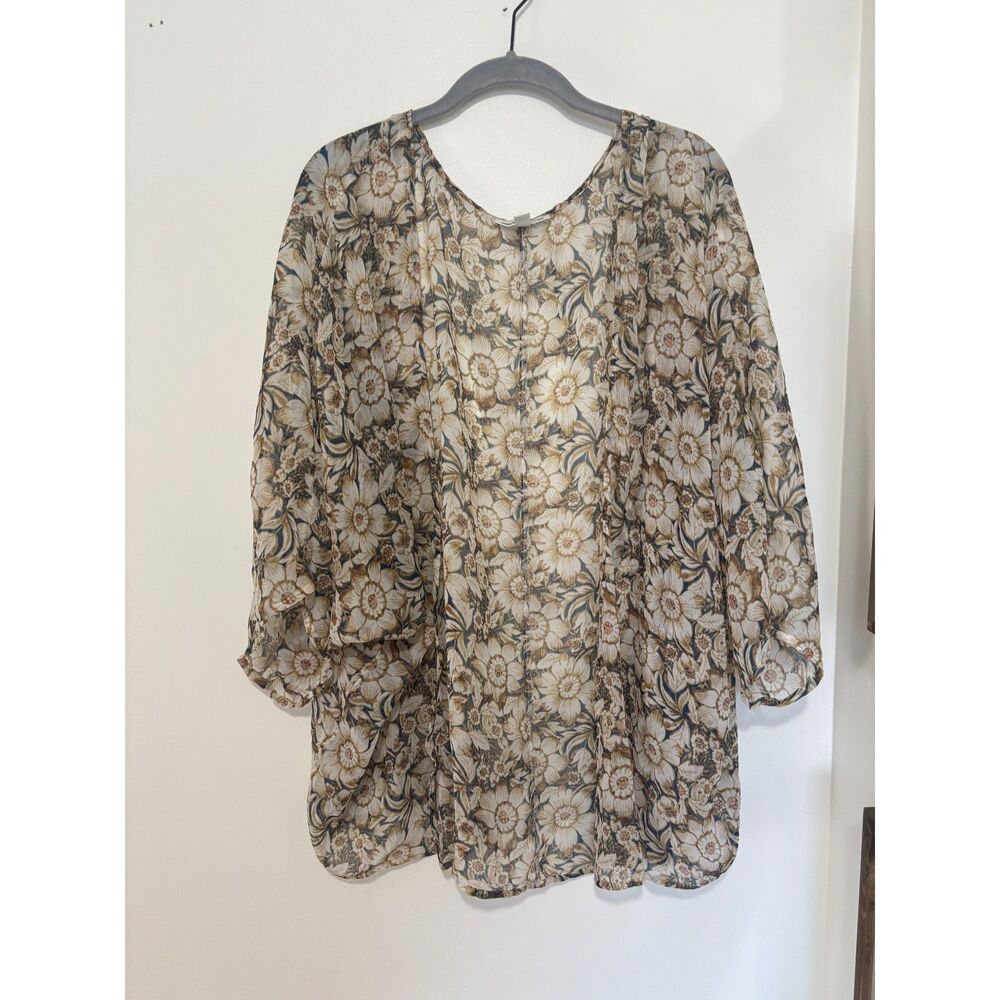 American Eagle Floral Lightweight Open Front Kimono Cover‎ Up Size L/XL
